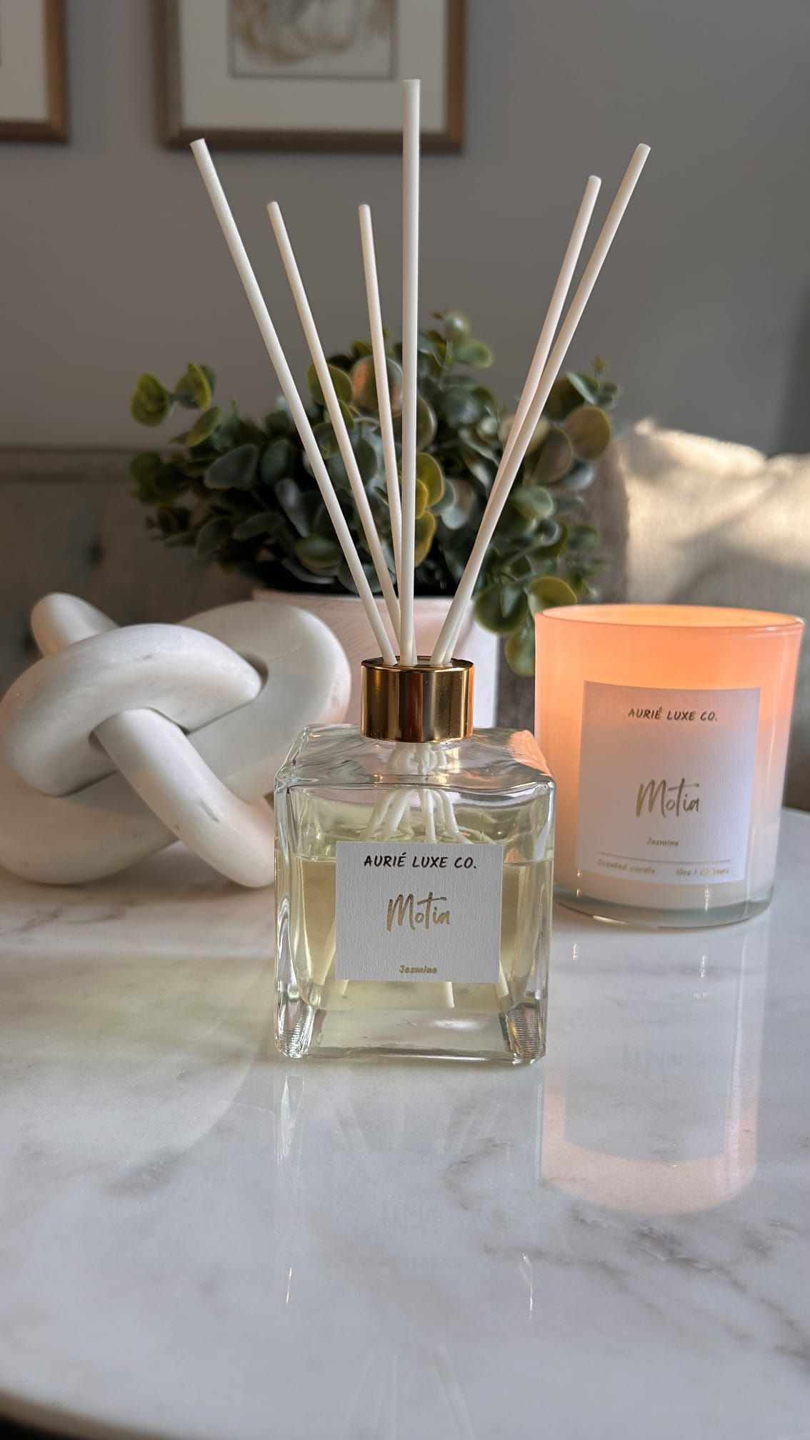 scented candles and diffusers in the living room