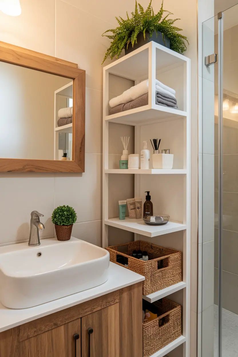 decluttered bathroom space