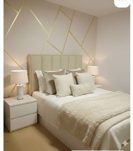 Thin stripes on accent wall.