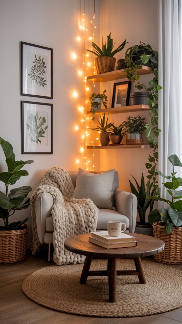 A wall art personalized reading nook.