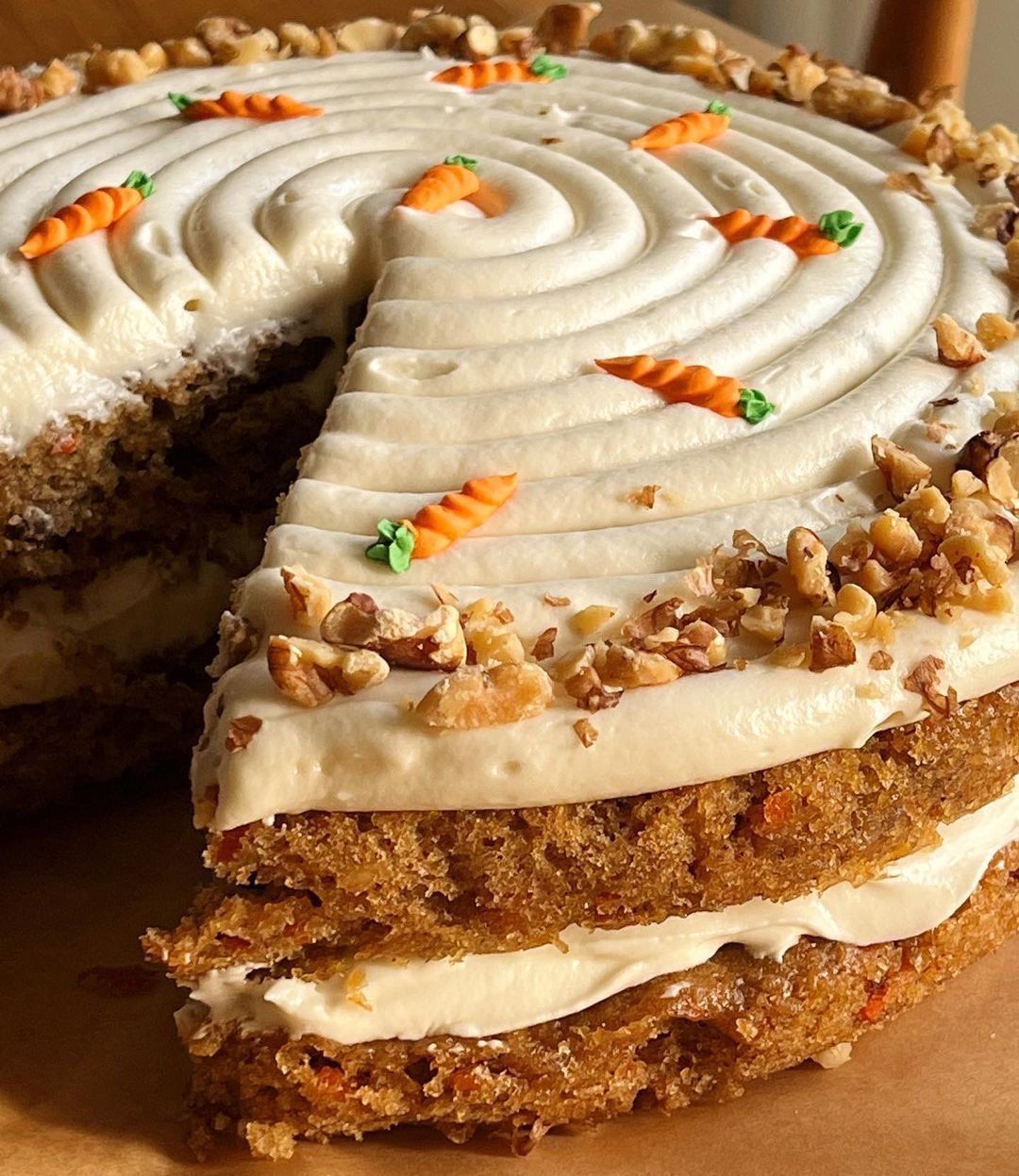 Vegan carrot cake with cream cheese frosting
