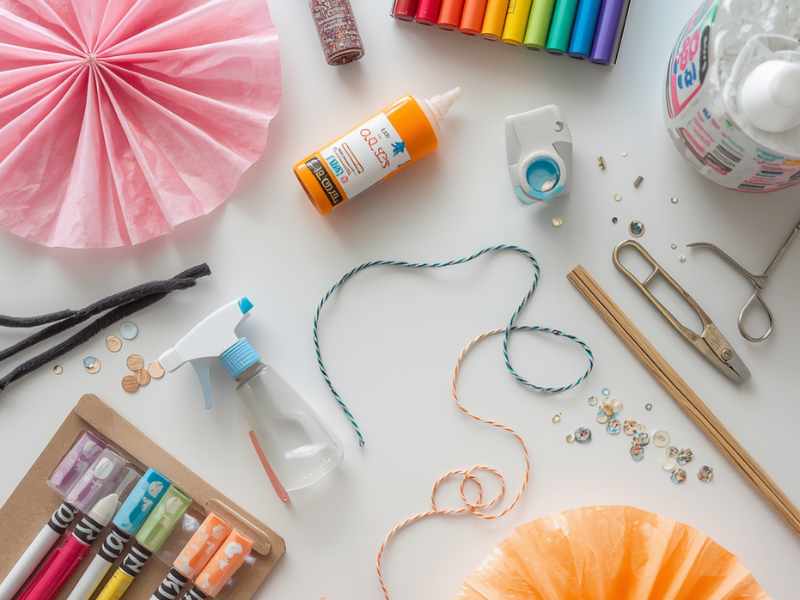 A picture of supplies you need for doing butterfly paper crafts