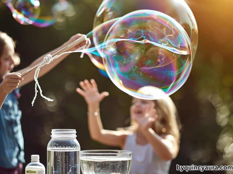 children playing bubbles