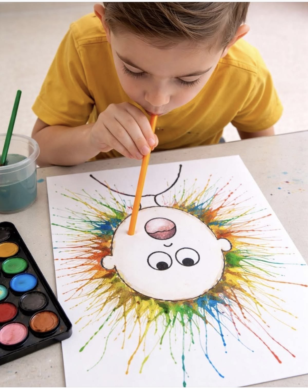 boy doing crafts