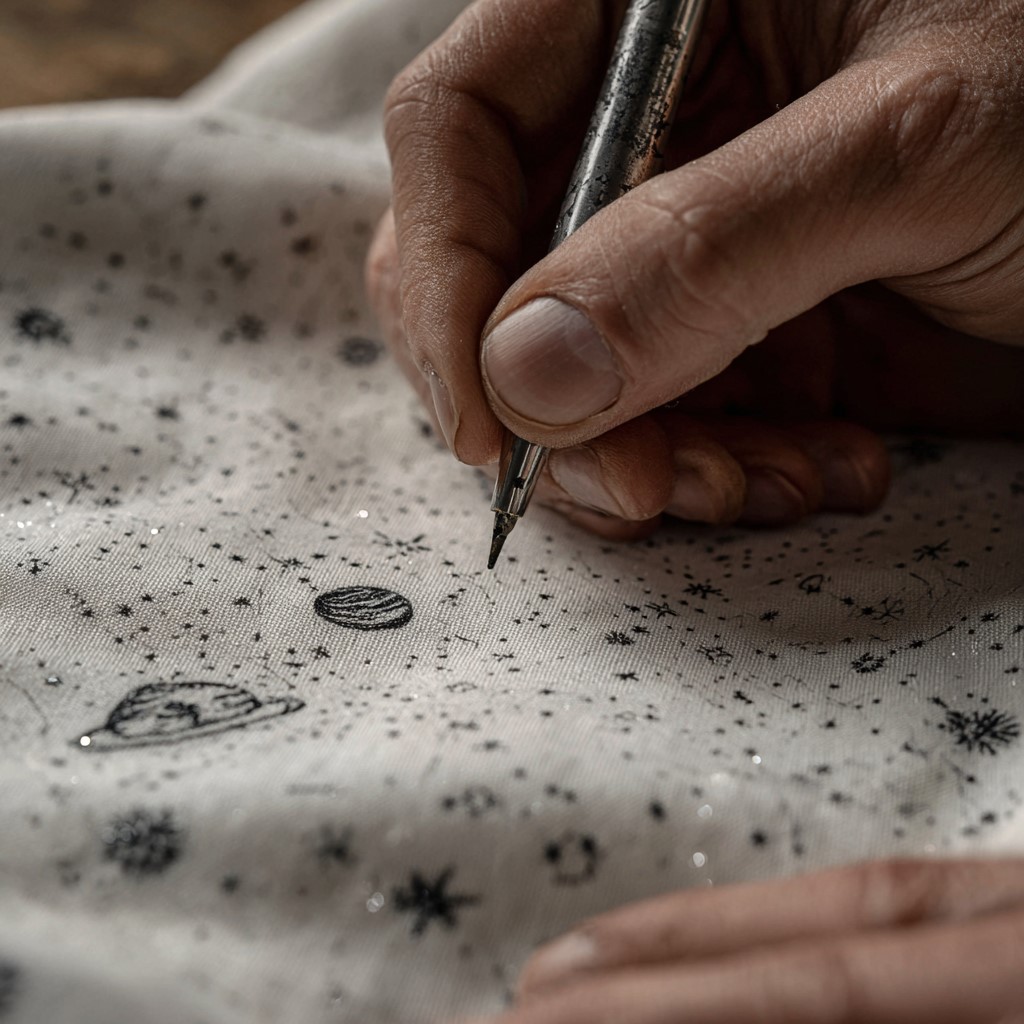 hand drawing on a pillowcase.