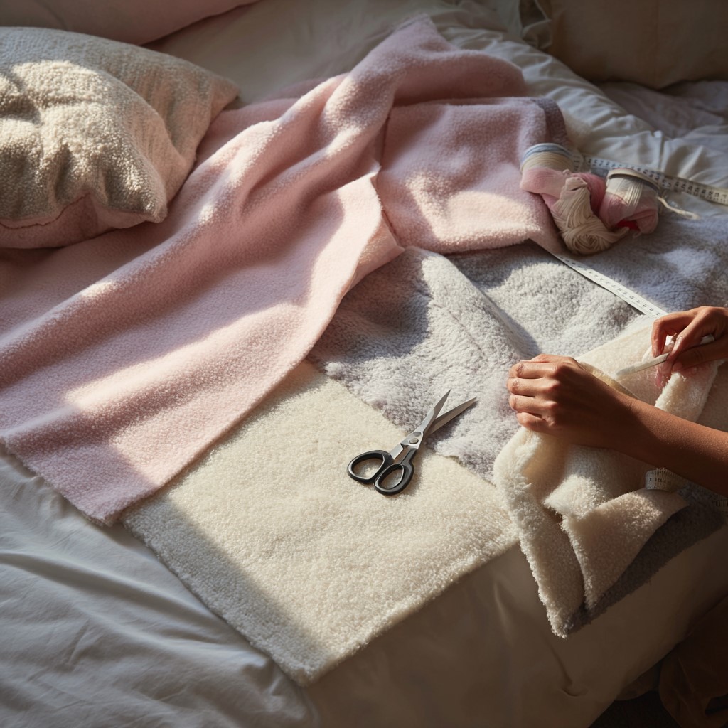 flat lay of fleece blanket