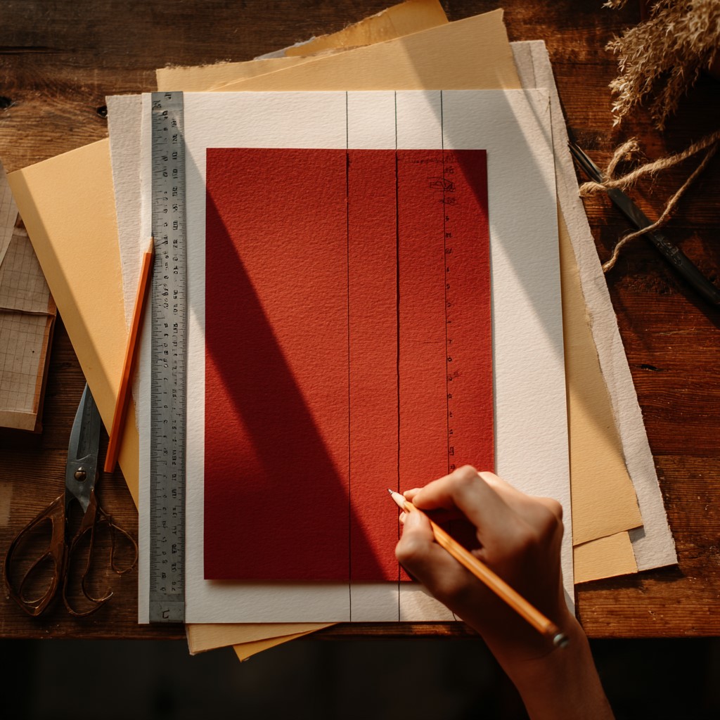 someone marking a line on a paper.