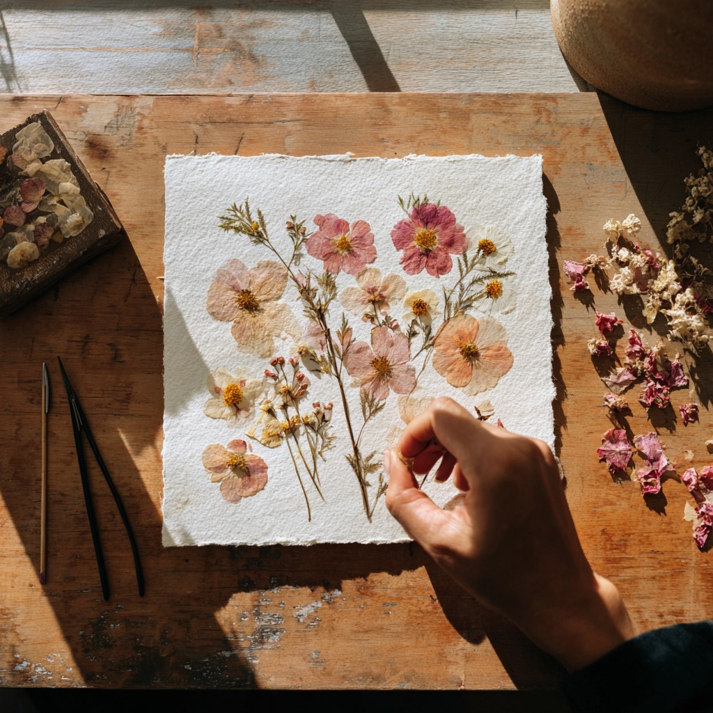someone arranging flowers.