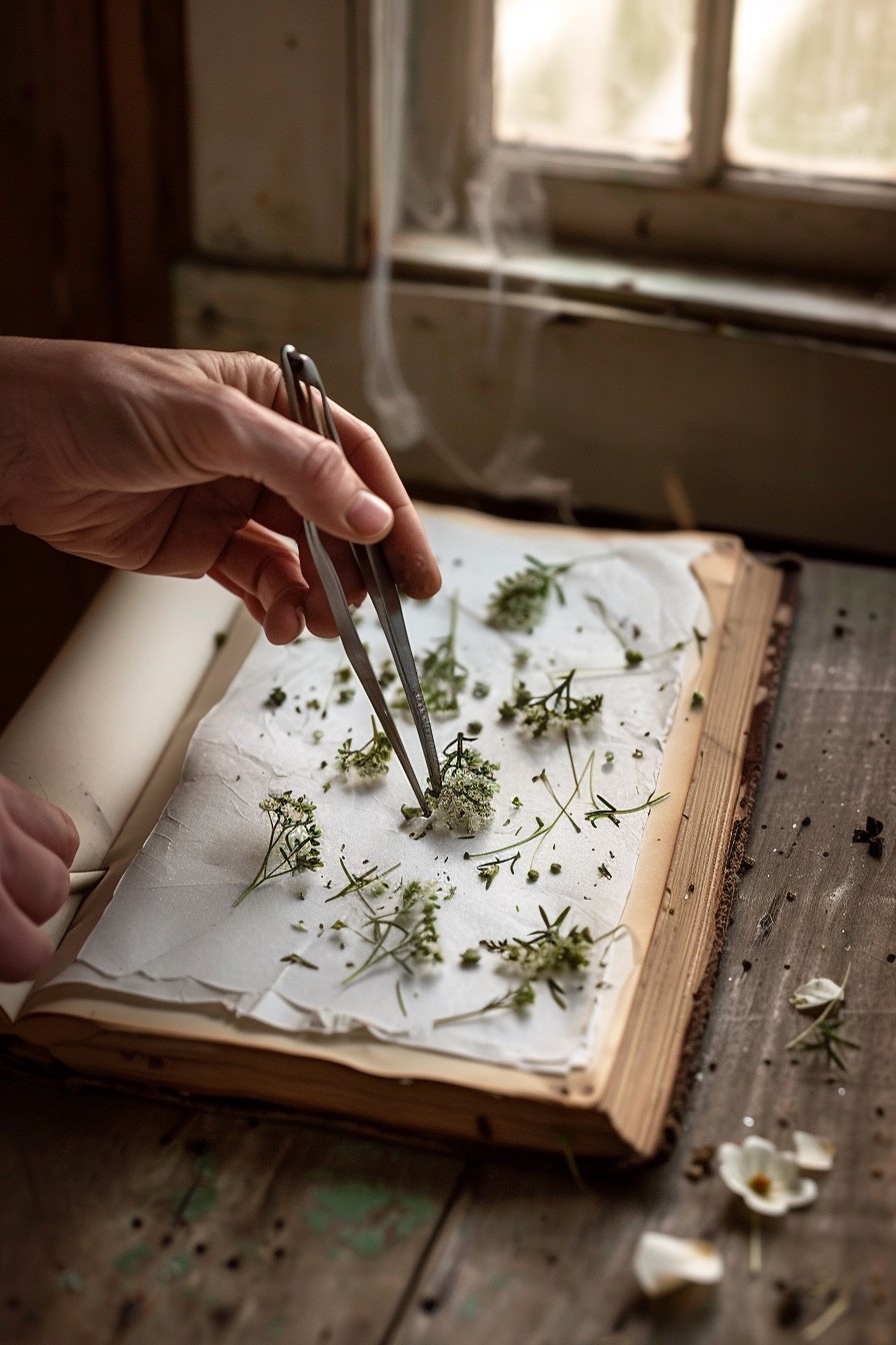 someone picking flowers with tweezer.