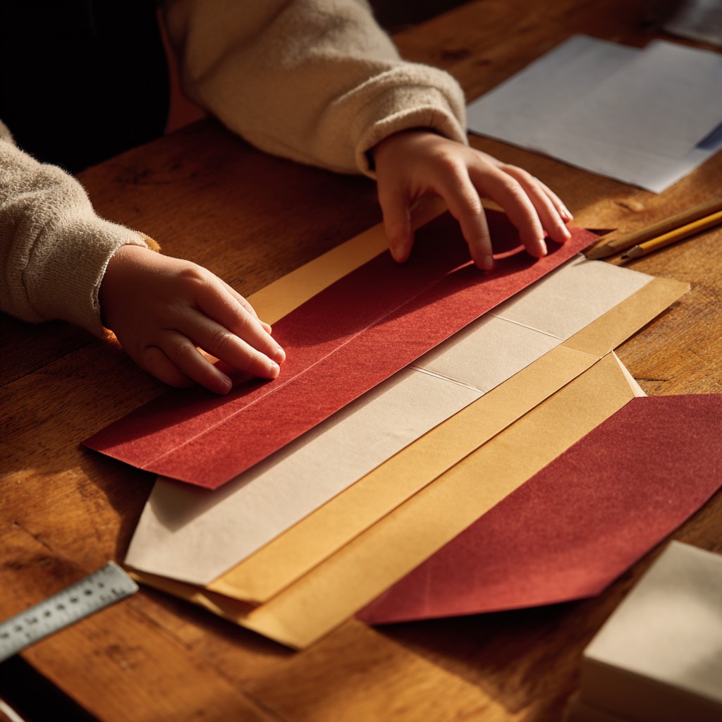Someone folding a paper.