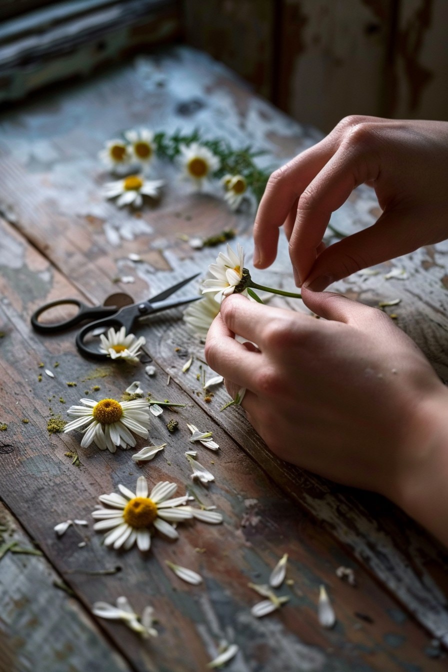 someone preping flowers.