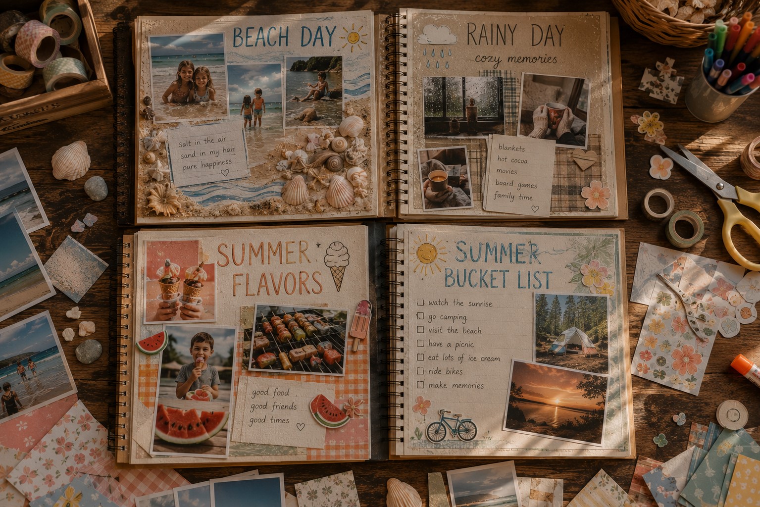scrapbook on a table