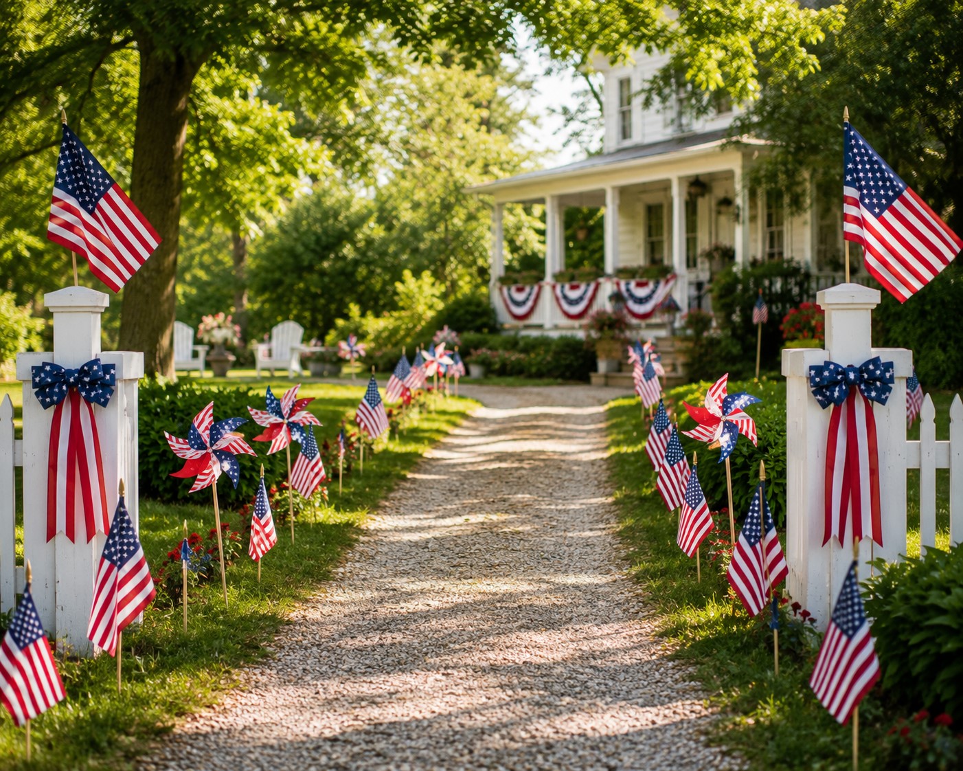 Flag Lined Garden Path
