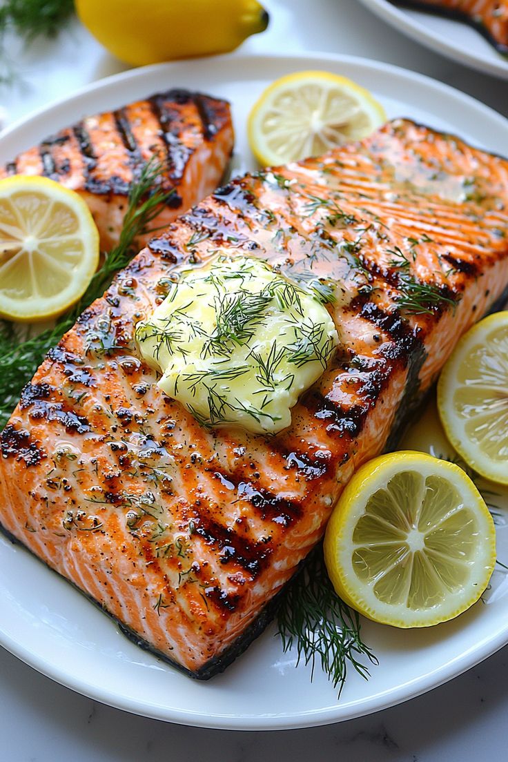 Grilled Salmon With Lemon Dill Glaze