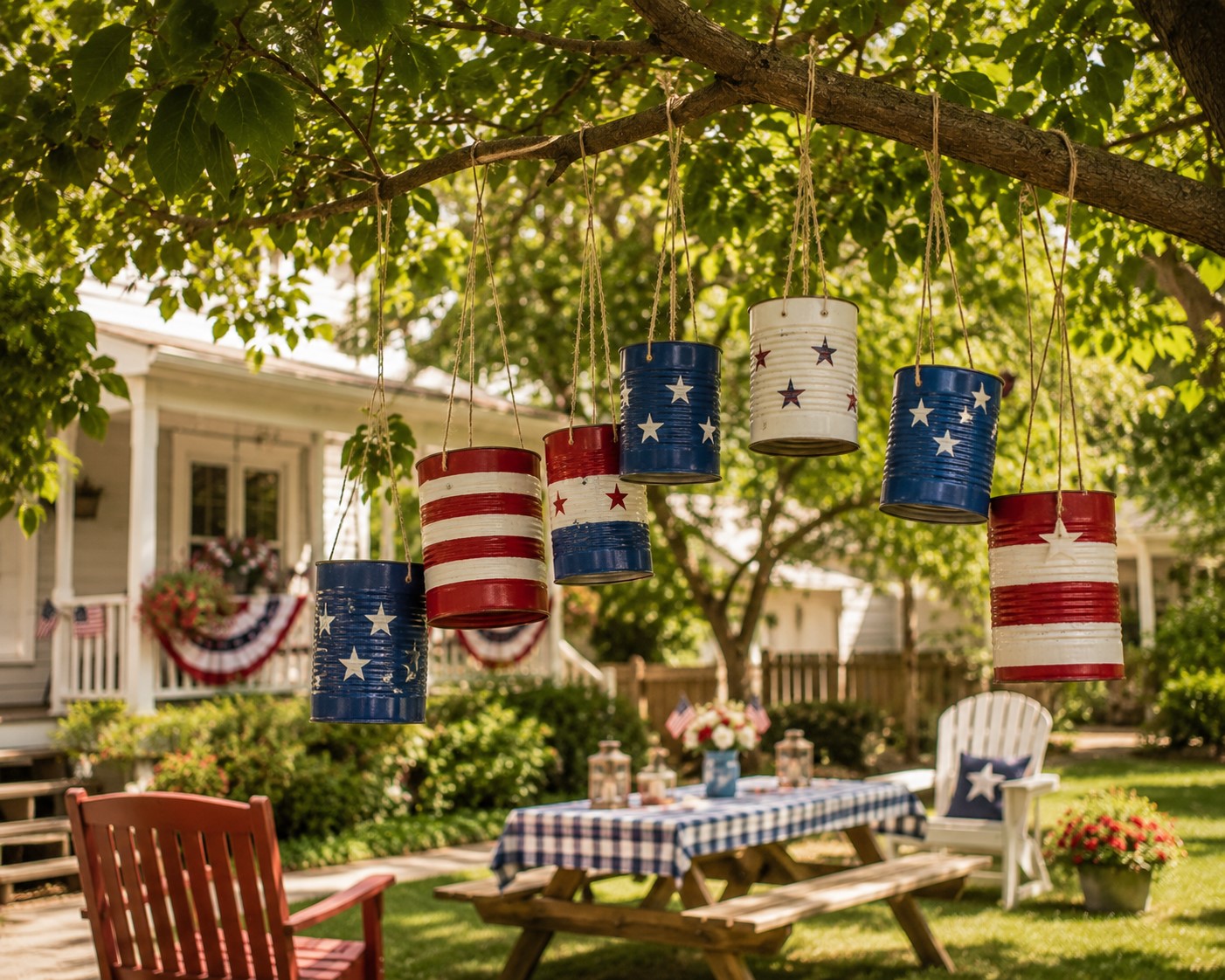 Patriotic Tin Can Wind Chimes