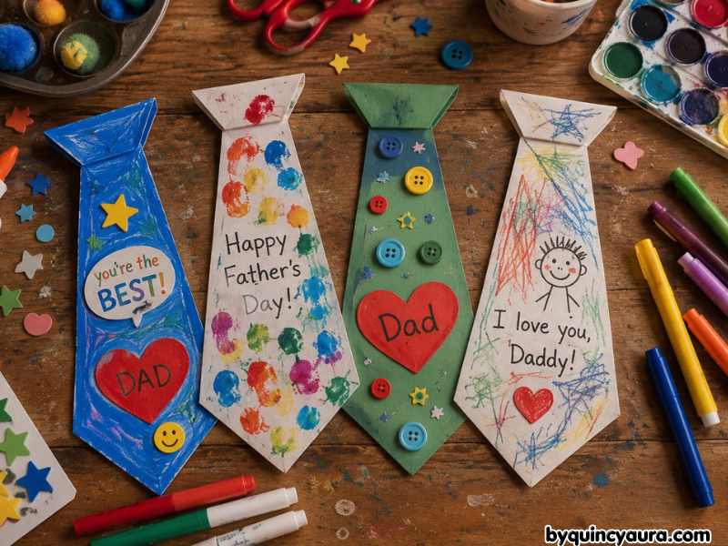 Father’s Day Tie Craft for Preschoolers (Paper and Fabric)