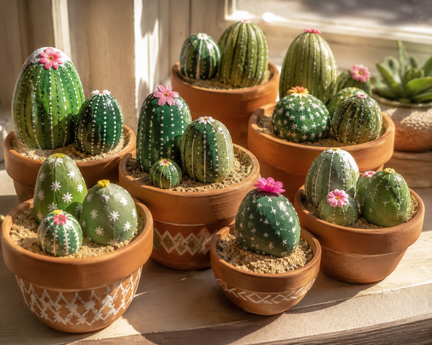 cactus stone painting