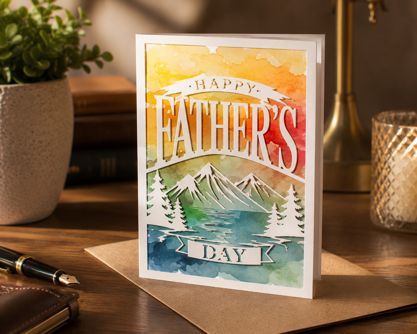 card on a cozy desk