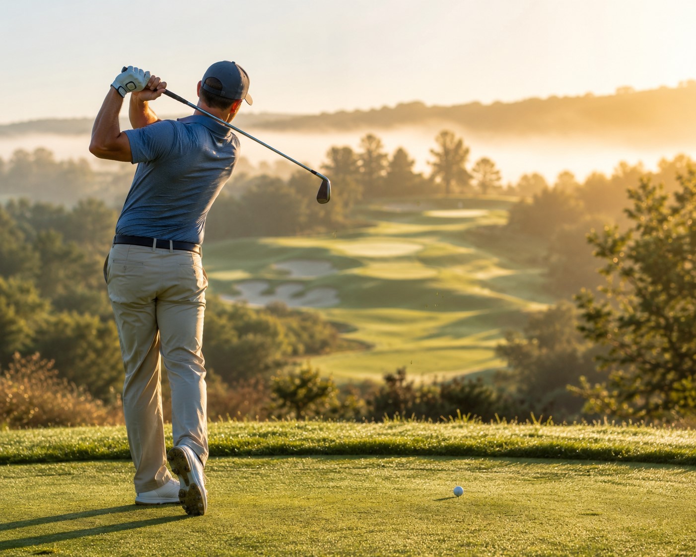 father playing golf