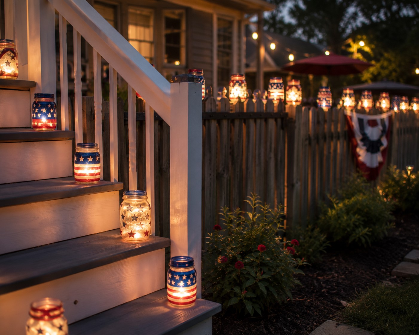 Patriotic Mason Jar Luminaries