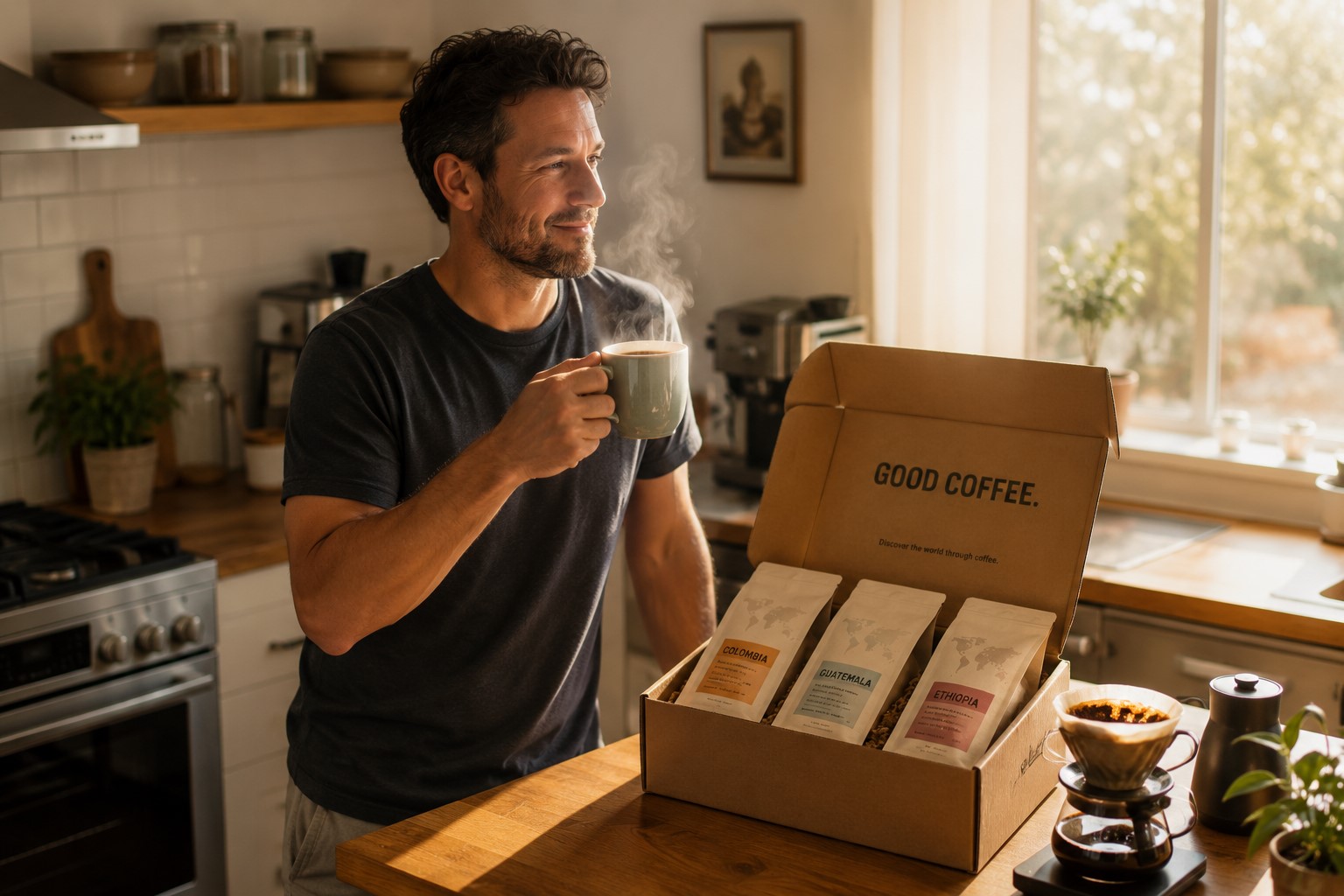 A man taking coffee