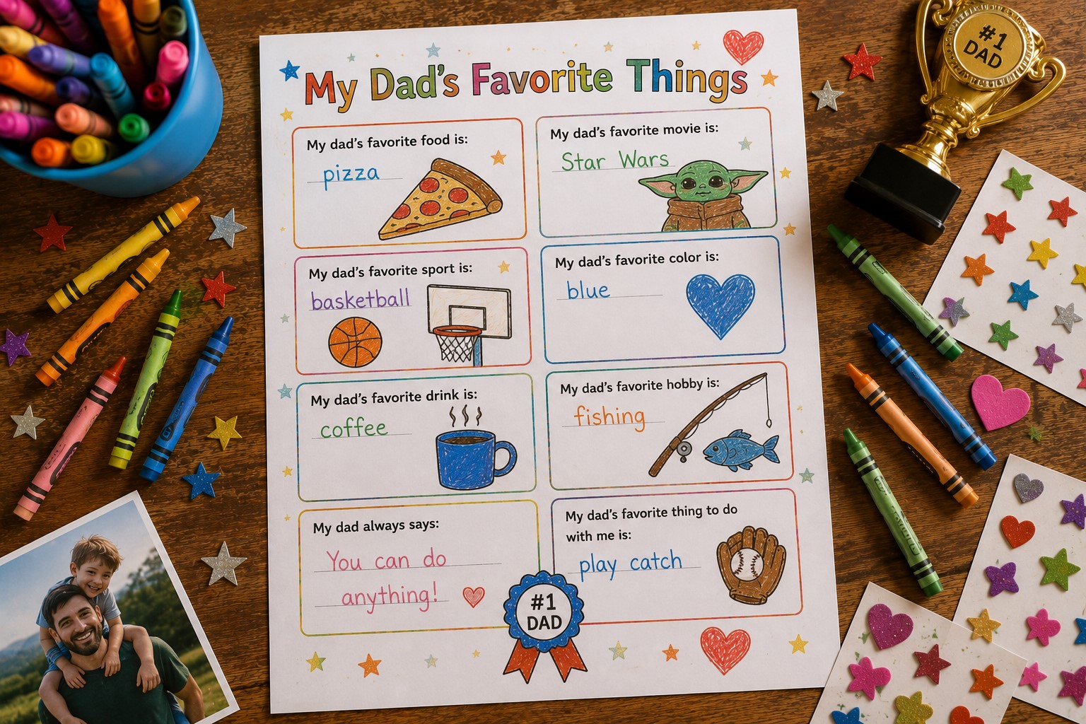 My dad favourite things printable