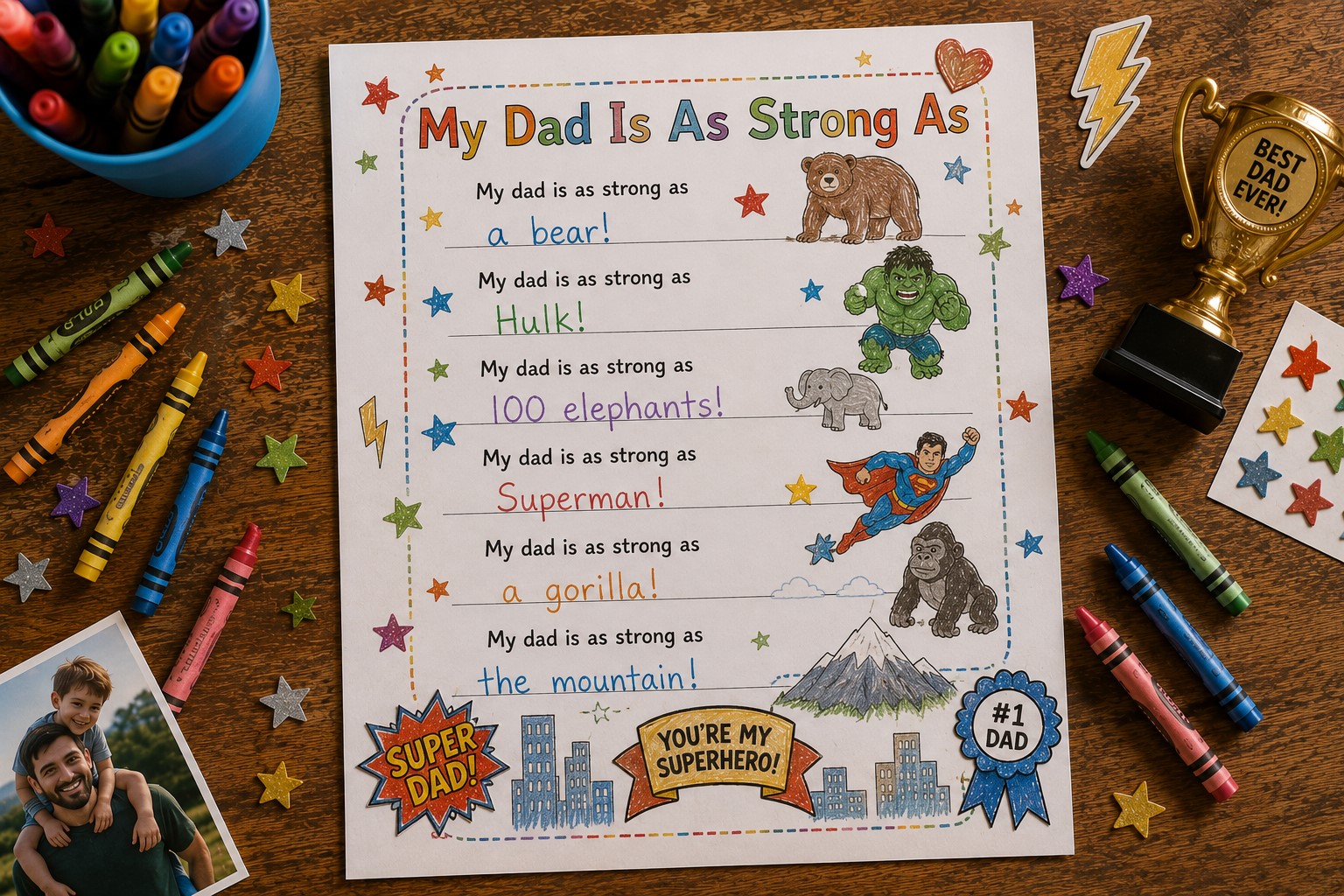 My dad is as strong as