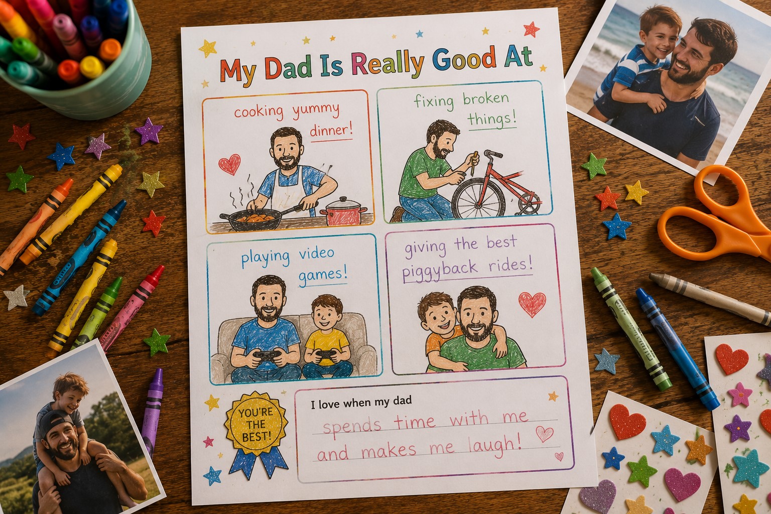 Flat lay of My dad is really good at printable