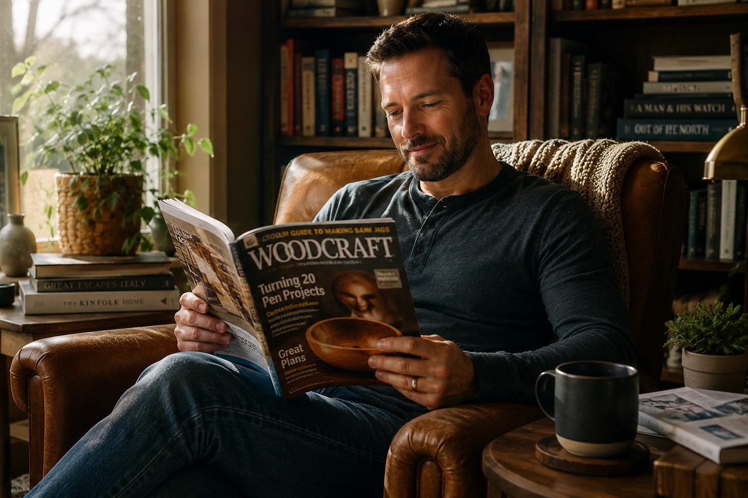 A man reading magazine