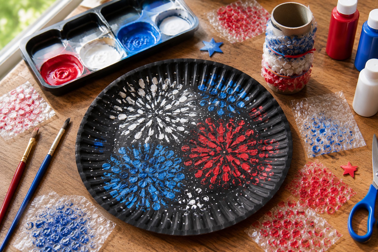 Bubble Wrap Fireworks Plate