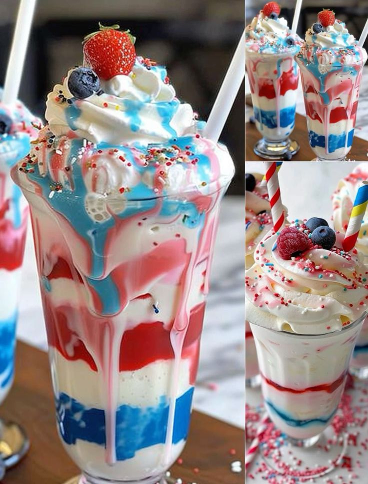 Patriotic Milkshake Floats