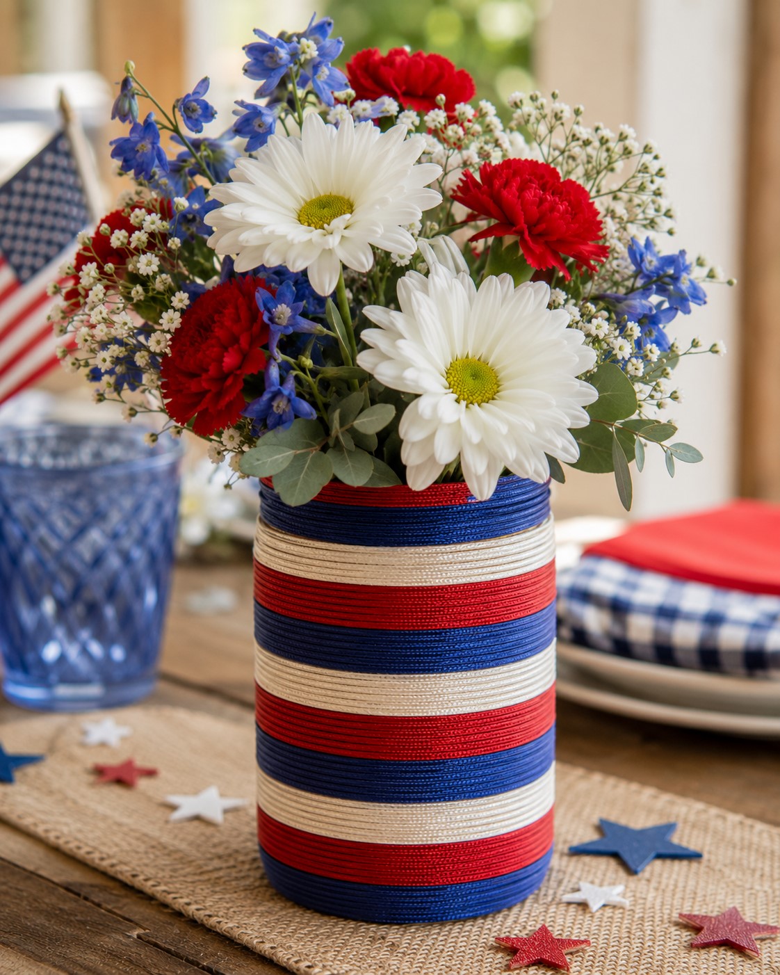 Patriotic Ribbon Jar