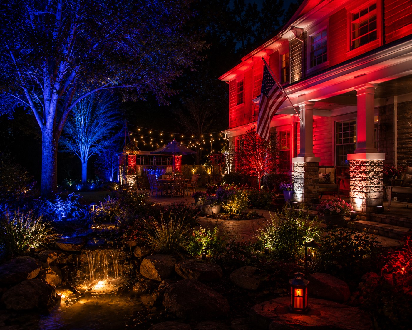 Red White and Blue Flood Lights