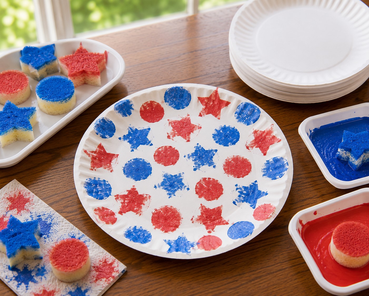 Sponge Stamp Patriotic Plate