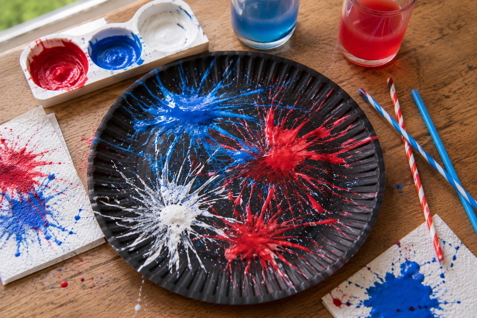 Straw Blown Fireworks Plate