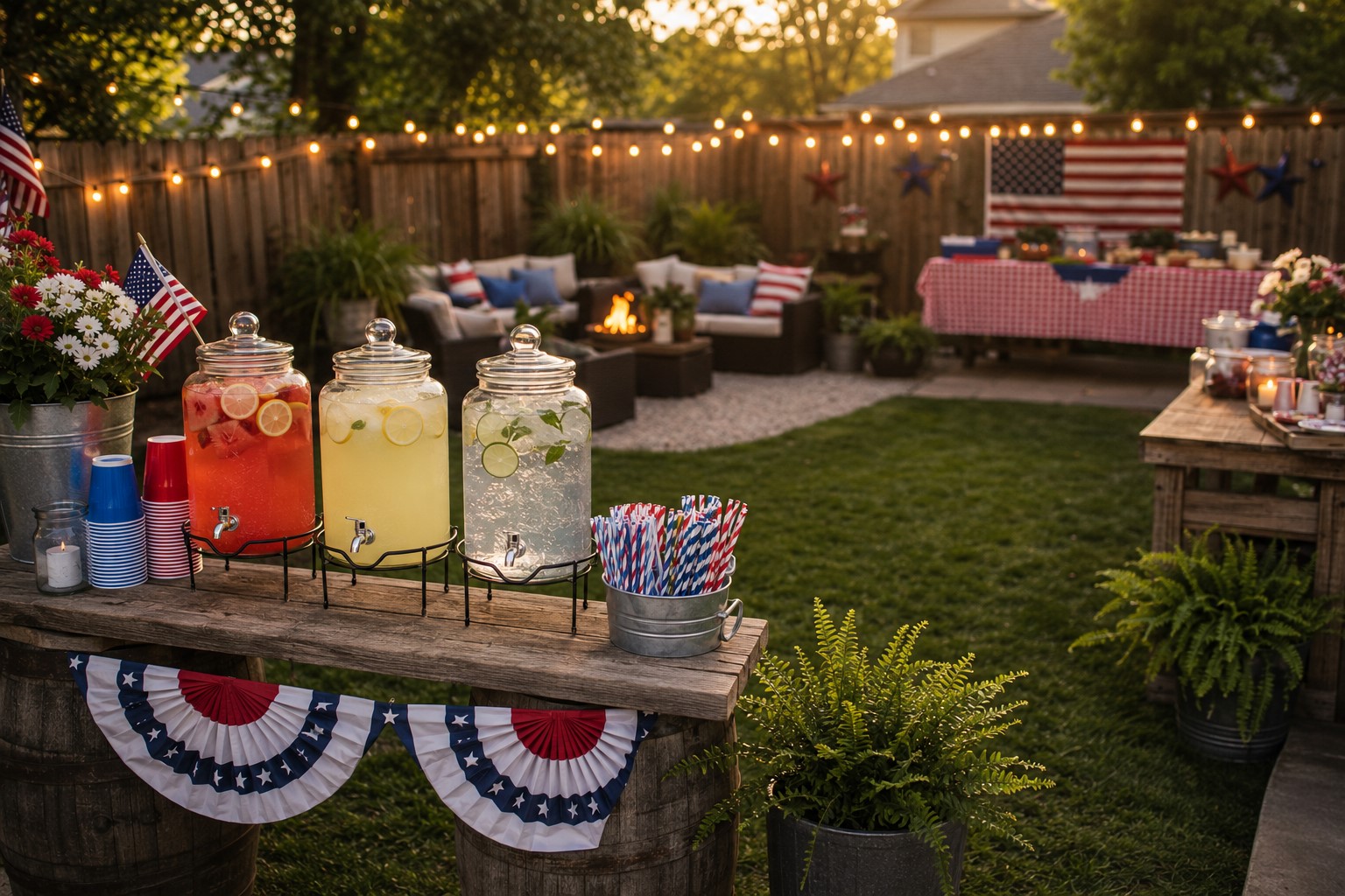 arranged drink station setup