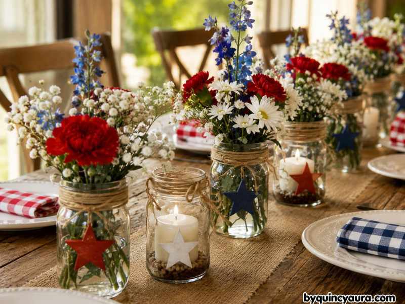 17 DIY Fourth of July Mason Jar Centerpieces Anyone Can Make in Under 30 Minutes
