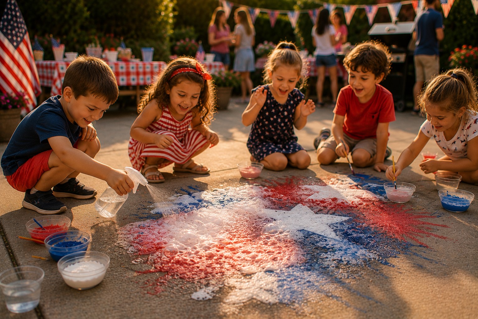 Fizzing Patriotic Sidewalk Paint