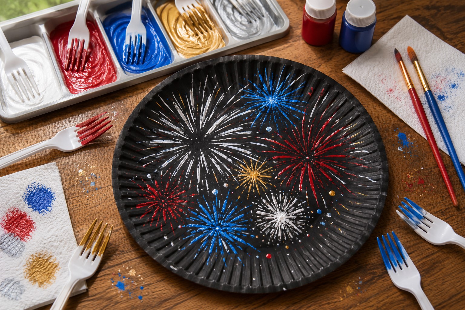Fork Print Fireworks Plate