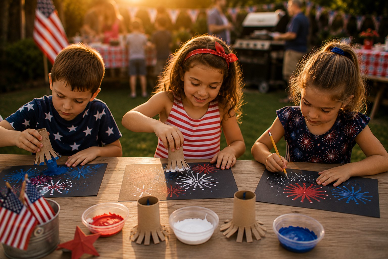 Fireworks Painting With Toilet Rolls