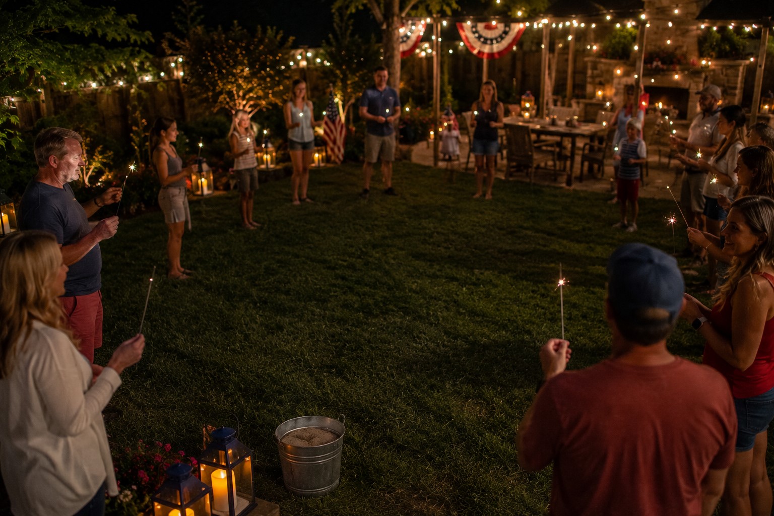 people with sparklers