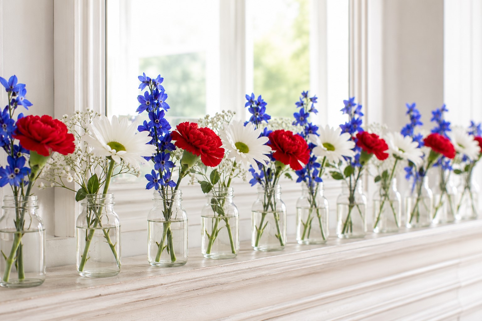single flowers in a mason jar
