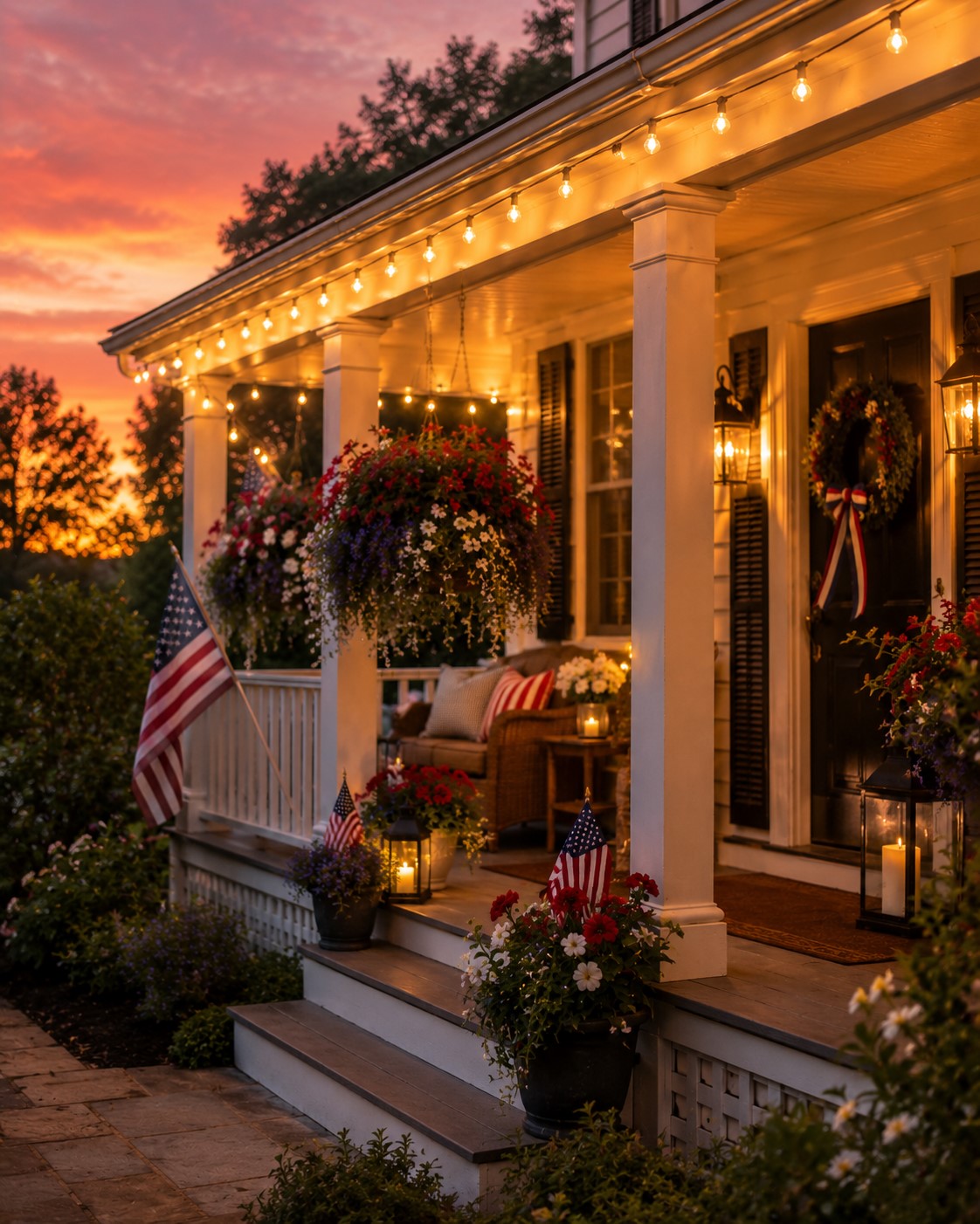 stringlight on porch
