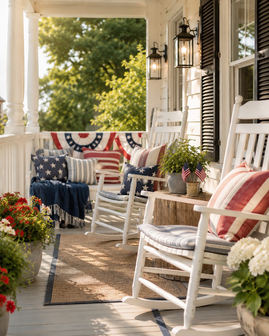 Throw pillows on the porch