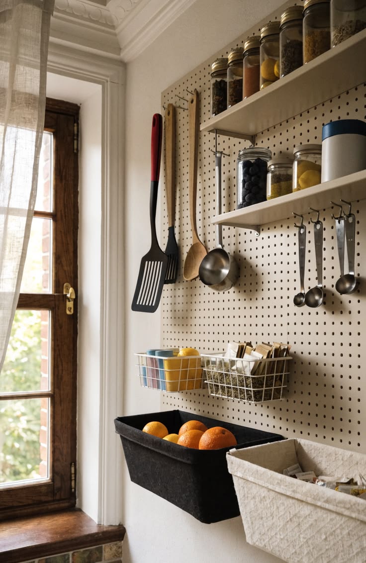 Pegboards for Flexible Kitchen Storage