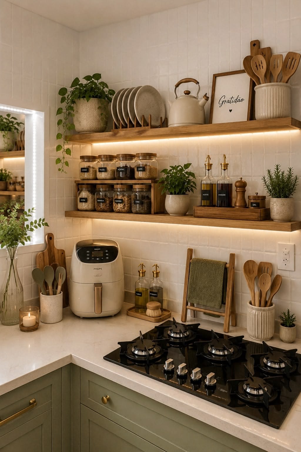 open shelves