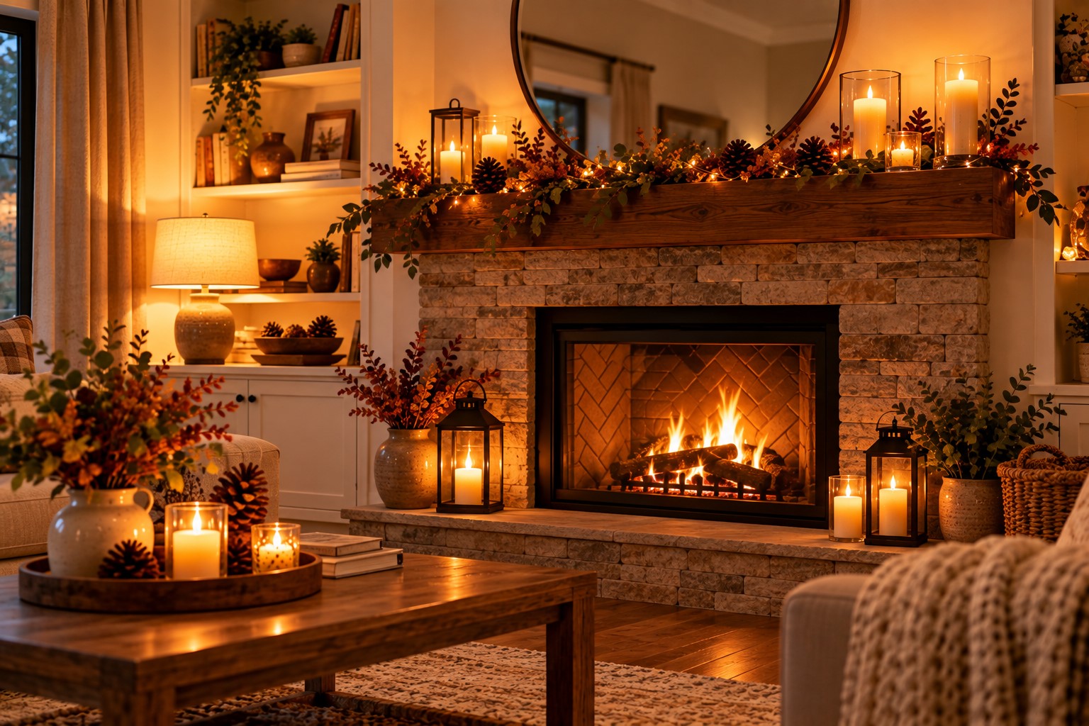 Create a Cozy Glow Around the Fireplace