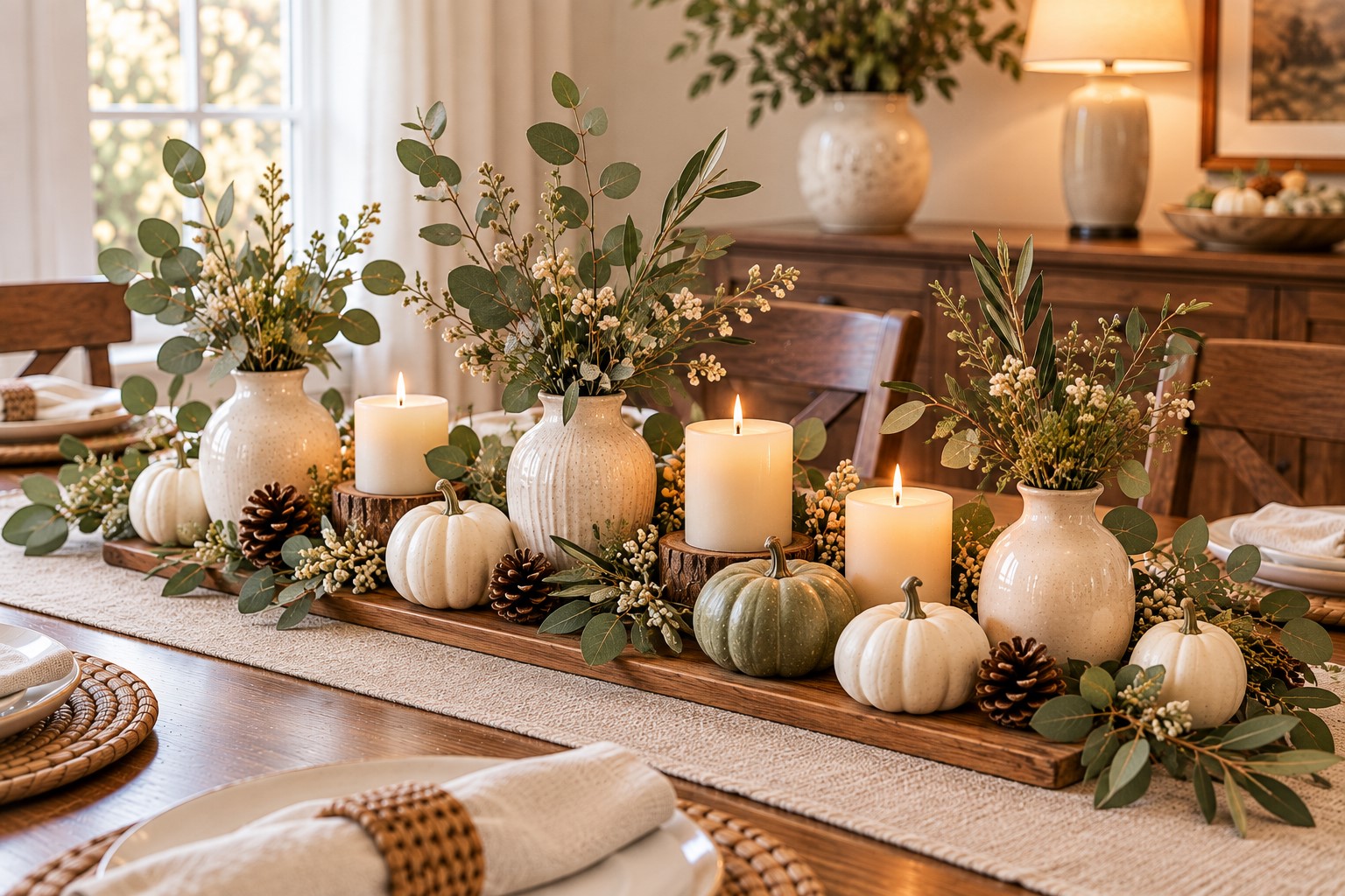 Create a Neutral White and Green Display