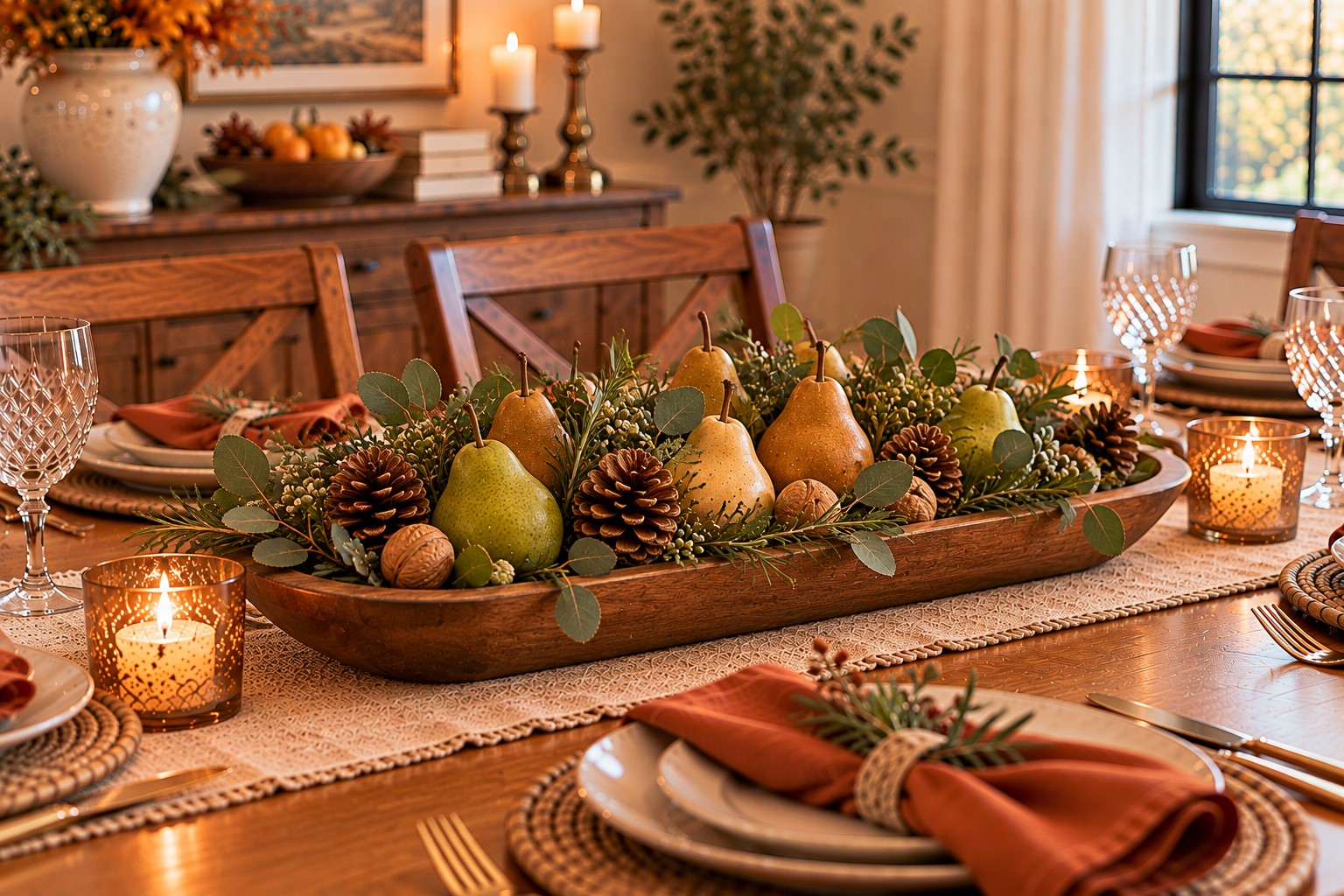 Make a Centerpiece With Pears and Greenery