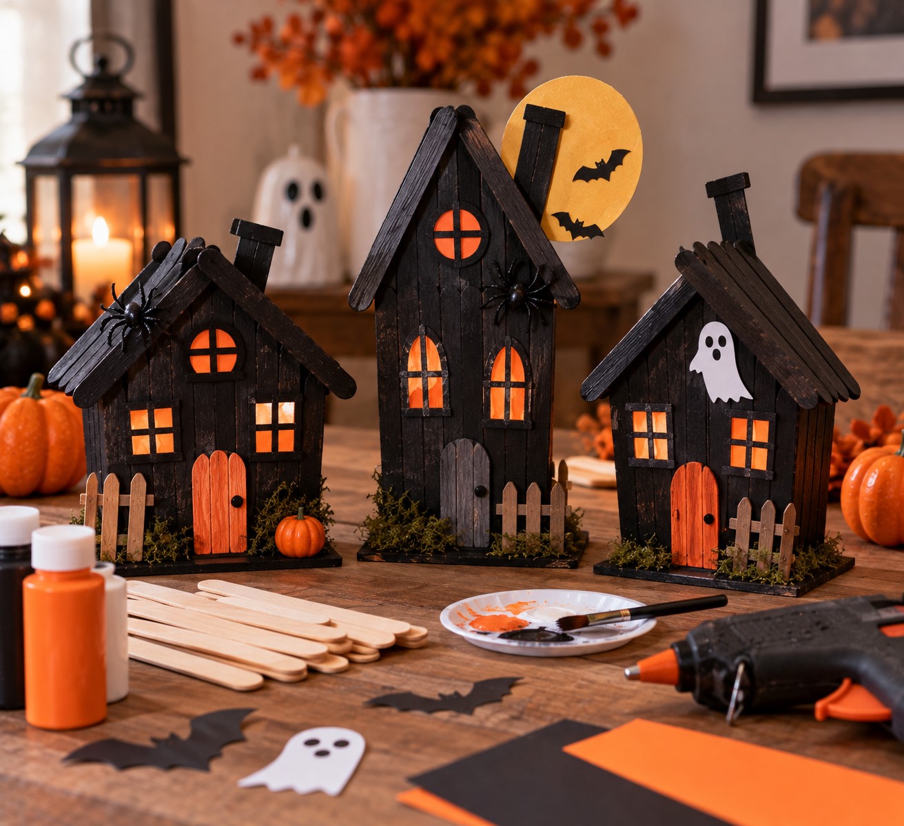 Make a Mini Haunted House With Craft Sticks